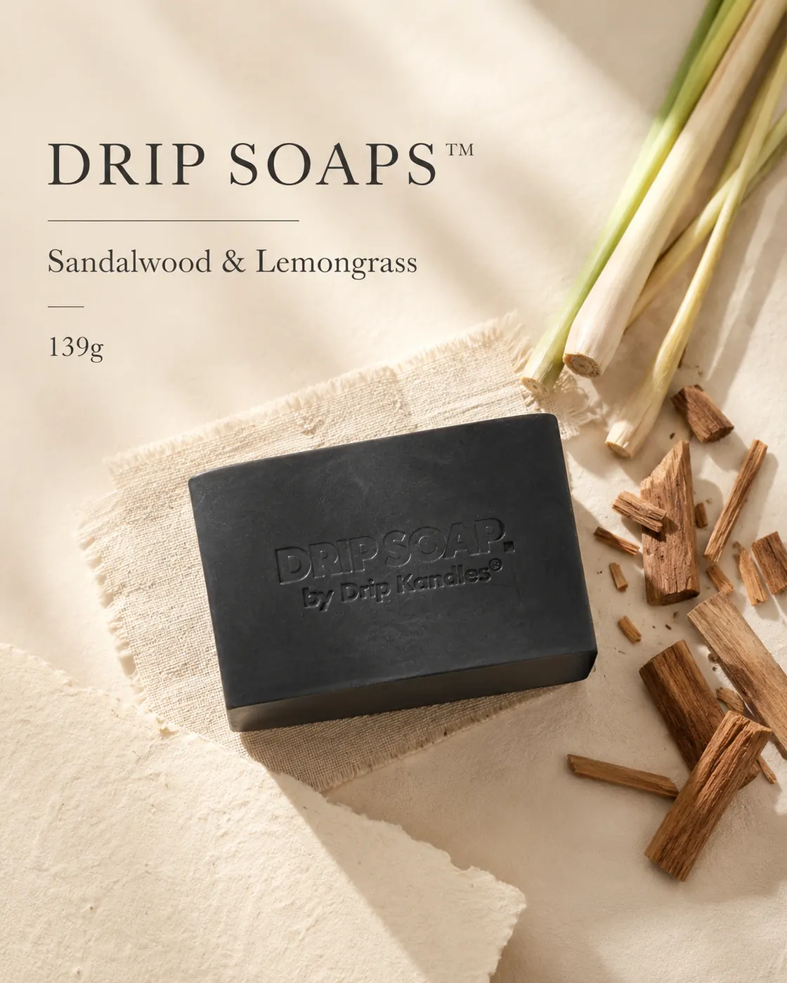 DRIP SOAPS™ handcrafted soap bar with sweet peach bergamot and sandalwood scent